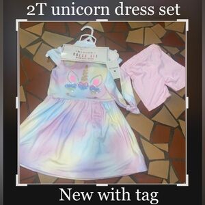 🦄2T unicorn dress set, 3 pieces, new with tag, unicorn outfit, girls 2T